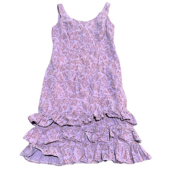 MISS SELFRIDGE LILAC geometric print ruffled short DRESS womans SIZE 10 | W1 - Picture 1 of 5